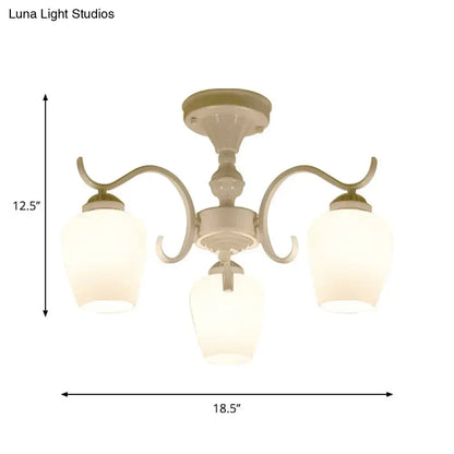 Countryside cream opaline glass cone chandelier dining room light