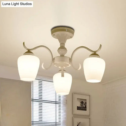 Countryside cream opaline glass cone chandelier dining room light