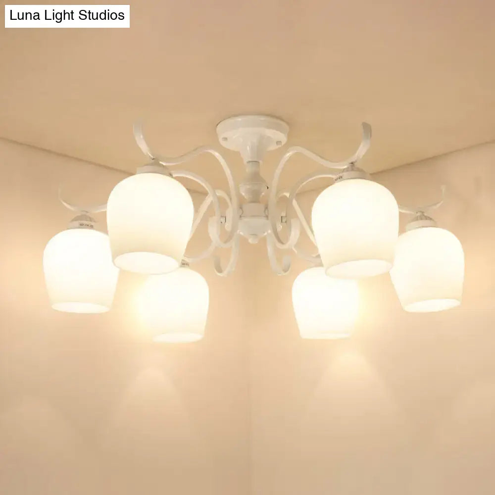 Countryside cream opaline glass cone chandelier dining room light
