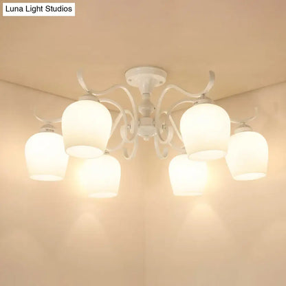 Countryside cream opaline glass cone chandelier dining room light