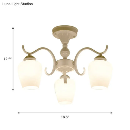 Countryside cream opaline glass cone chandelier dining room light