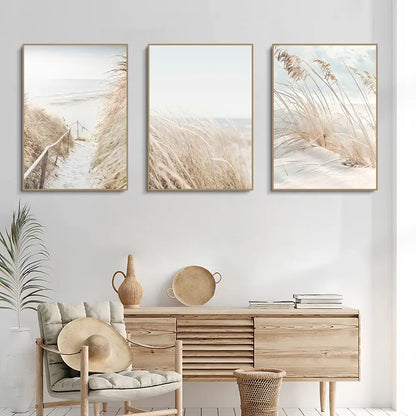 Coastal white seascape canvas set bedroom wall art
