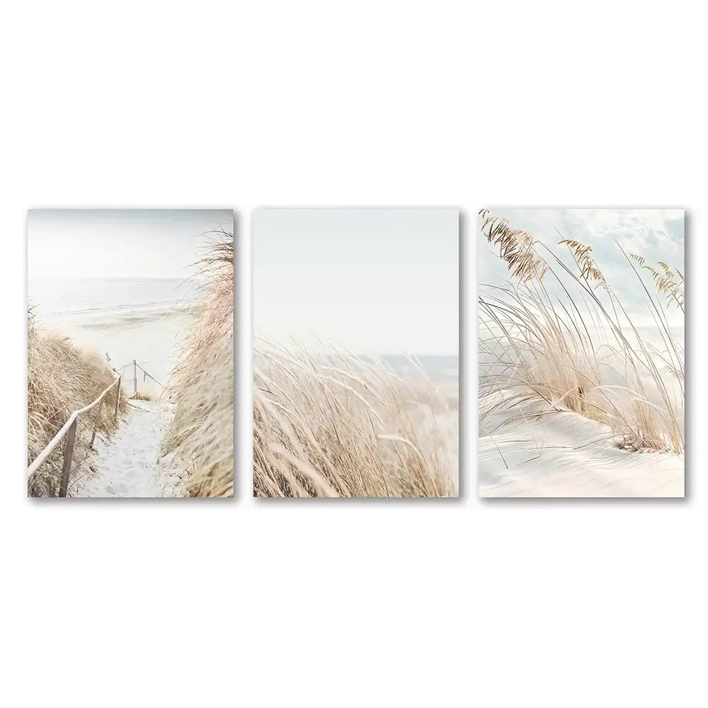Coastal white seascape canvas set bedroom wall art