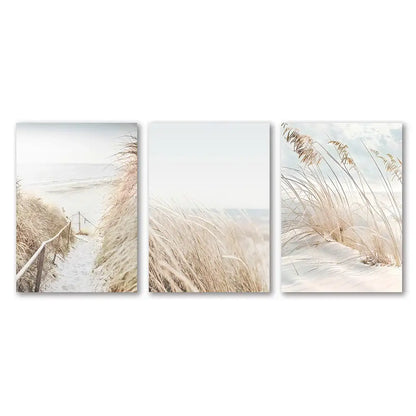 Coastal white seascape canvas set bedroom wall art