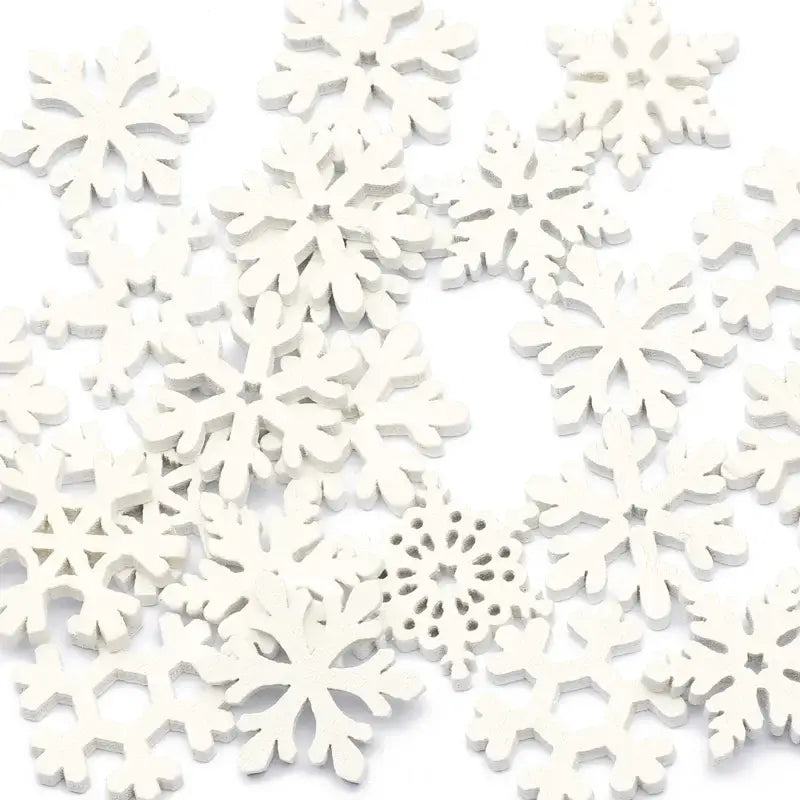 Intricate white wooden snowflake slices for living room christmas crafts