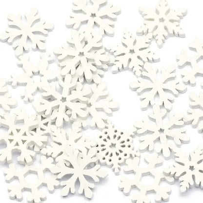 Intricate white wooden snowflake slices for living room christmas crafts