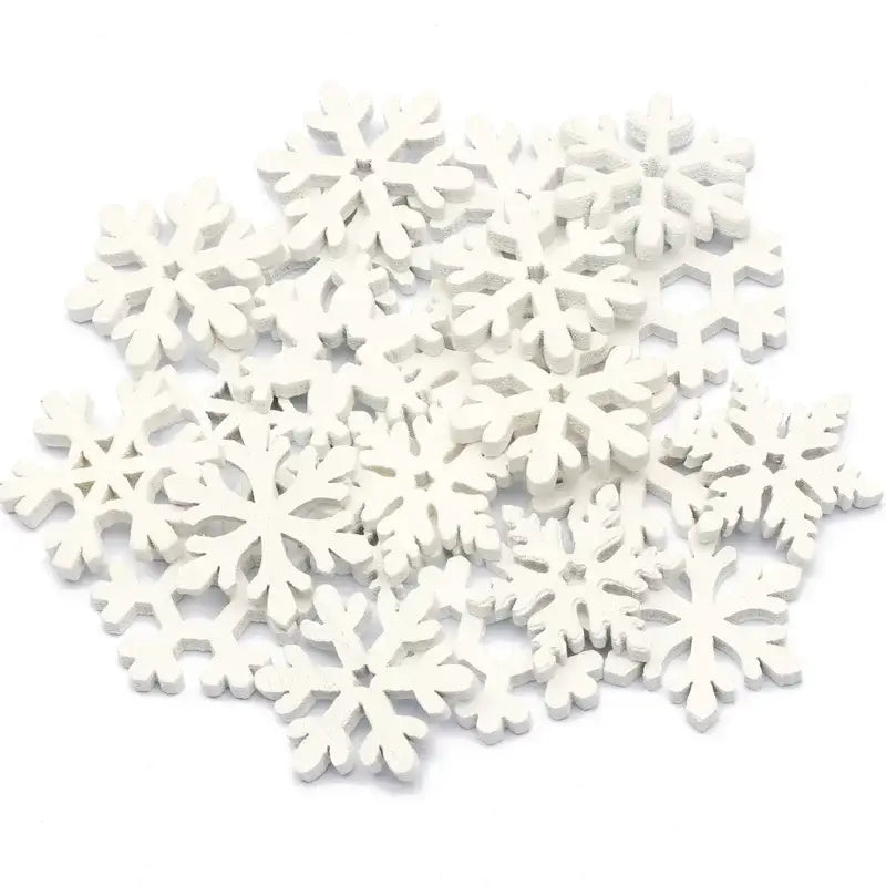 Intricate white wooden snowflake slices for living room christmas crafts