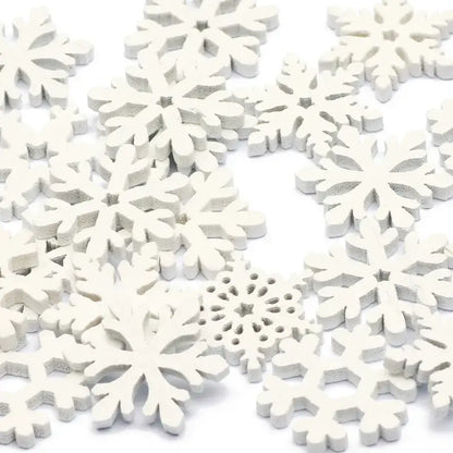 Intricate white wooden snowflake slices for living room christmas crafts