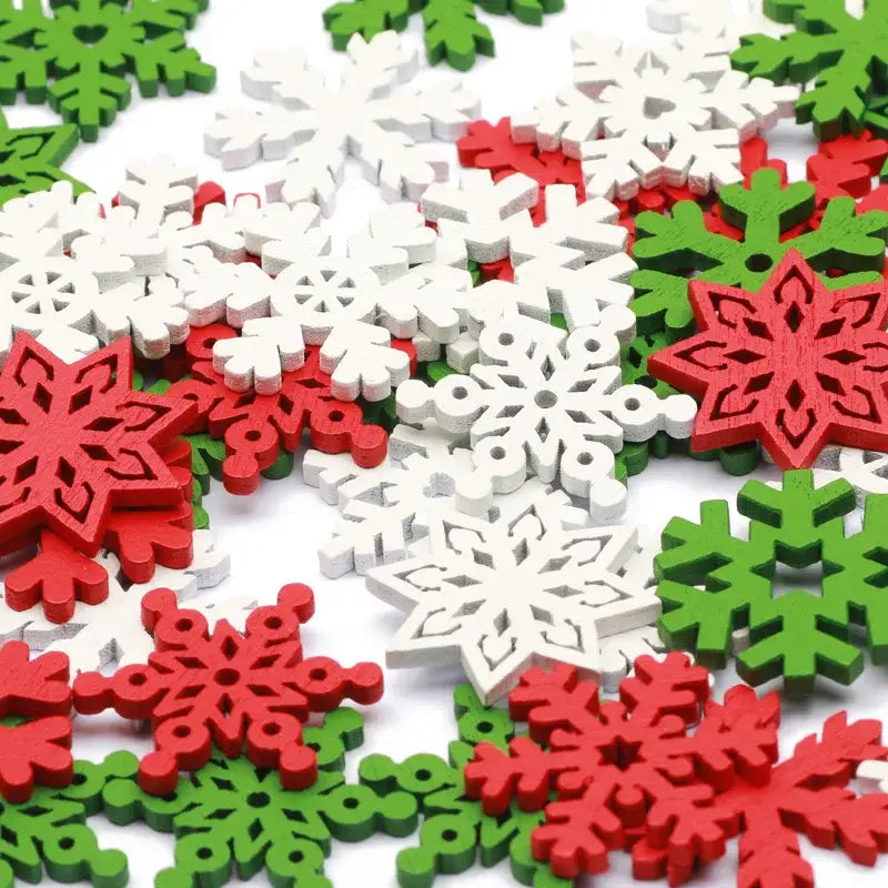 Intricate white wooden snowflake slices for living room christmas crafts
