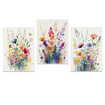 Wildflowers watercolour canvas wall art set – living room posters