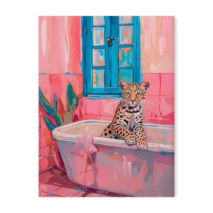 Pink tiger convertible wildlife bathroom canvas painting