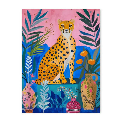 Pink tiger convertible wildlife bathroom canvas painting