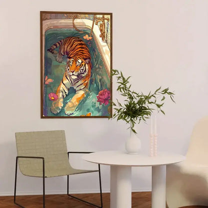 Black panther pink bathtub animal canvas wall art bathroom decor