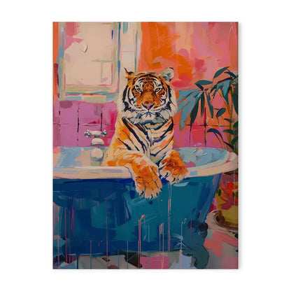 Black panther pink bathtub animal canvas wall art bathroom decor