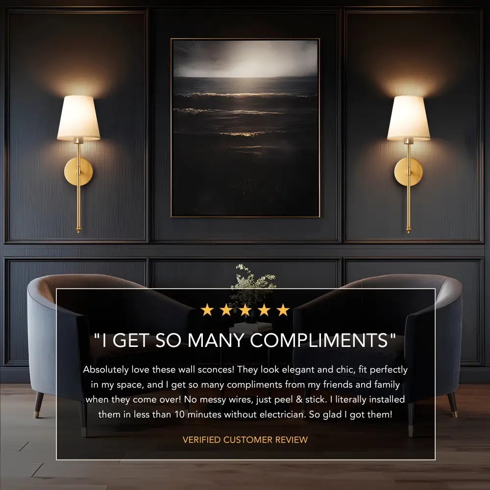 Modern wireless wall sconces set of 2 for dining room