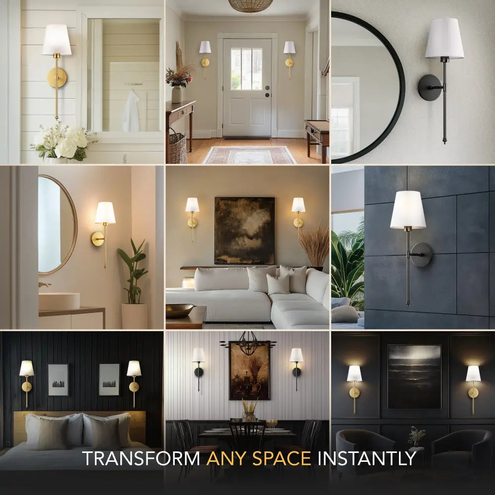 Modern wireless wall sconces set of 2 for dining room