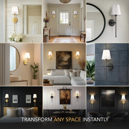 Modern wireless wall sconces set of 2 for dining room