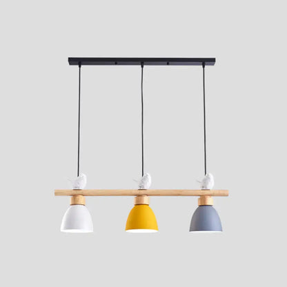 Yellow & white macaron bowl 3 light kitchen island pendant 110v-120v