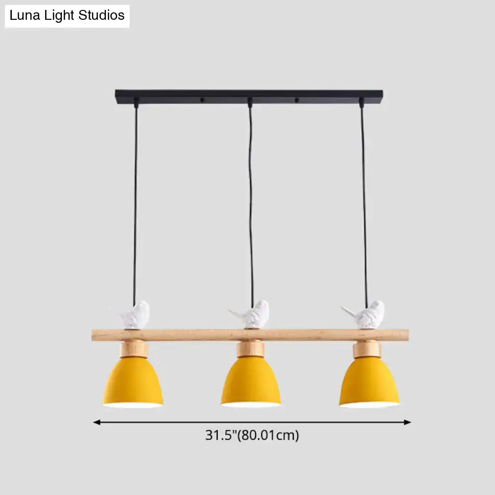 Yellow & white macaron bowl 3 light kitchen island pendant 110v-120v