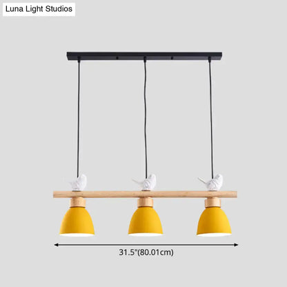 Yellow & white macaron bowl 3 light kitchen island pendant 110v-120v