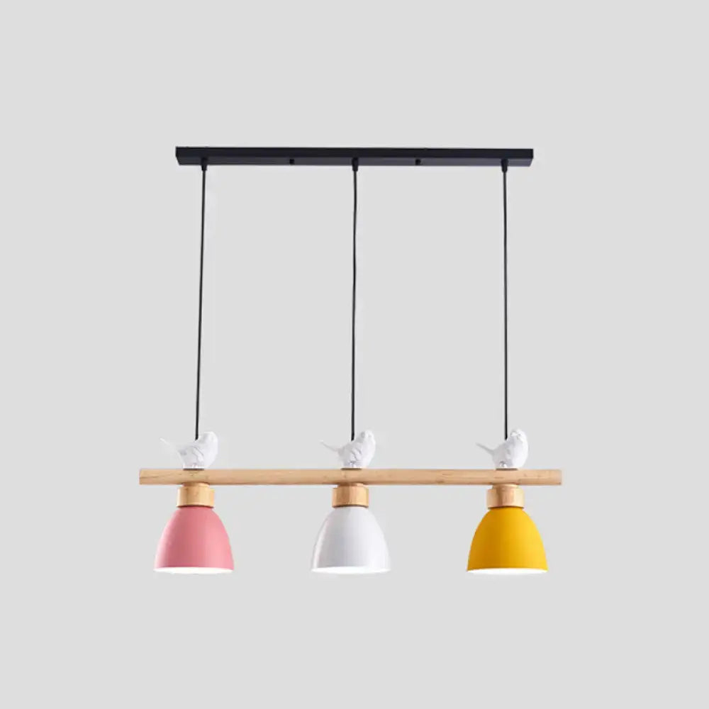 Yellow & white macaron bowl 3 light kitchen island pendant 110v-120v