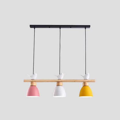 Yellow & white macaron bowl 3 light kitchen island pendant 110v-120v