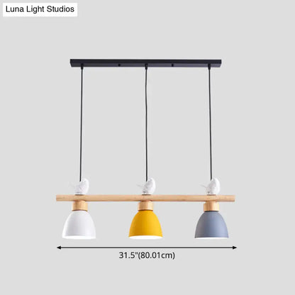 Yellow & white macaron bowl 3 light kitchen island pendant 110v-120v