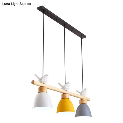 Yellow & white macaron bowl 3 light kitchen island pendant 110v-120v
