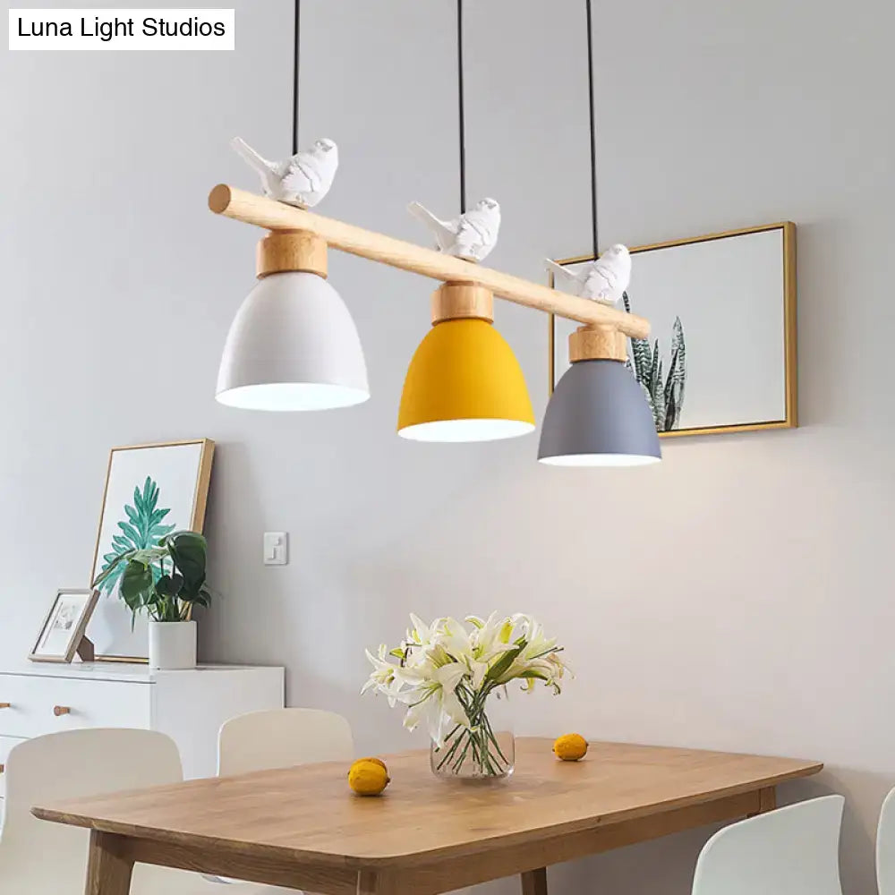 Yellow & white macaron bowl 3 light kitchen island pendant 110v-120v
