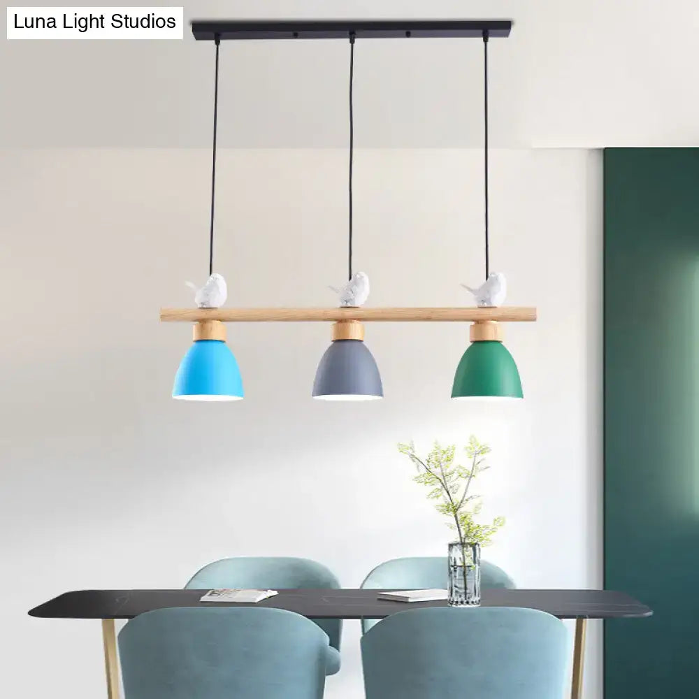 Yellow & white macaron bowl 3 light kitchen island pendant 110v-120v