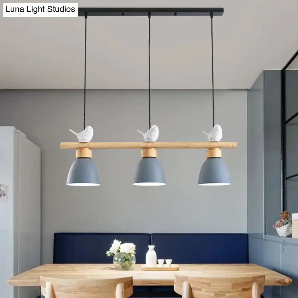 Yellow & white macaron bowl 3 light kitchen island pendant 110v-120v