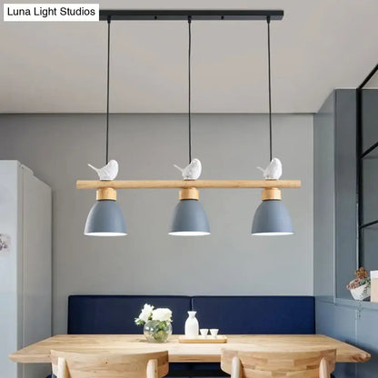 Yellow & white macaron bowl 3 light kitchen island pendant 110v-120v