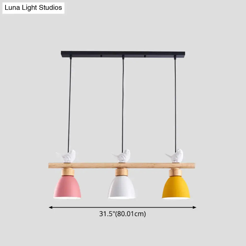 Yellow & white macaron bowl 3 light kitchen island pendant 110v-120v