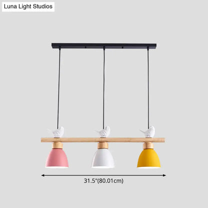 Yellow & white macaron bowl 3 light kitchen island pendant 110v-120v