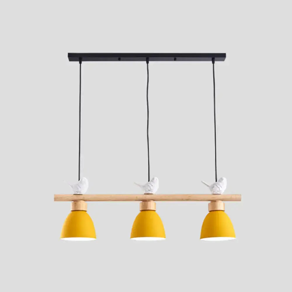 Yellow & white macaron bowl 3 light kitchen island pendant 110v-120v