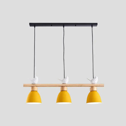 Yellow & white macaron bowl 3 light kitchen island pendant 110v-120v