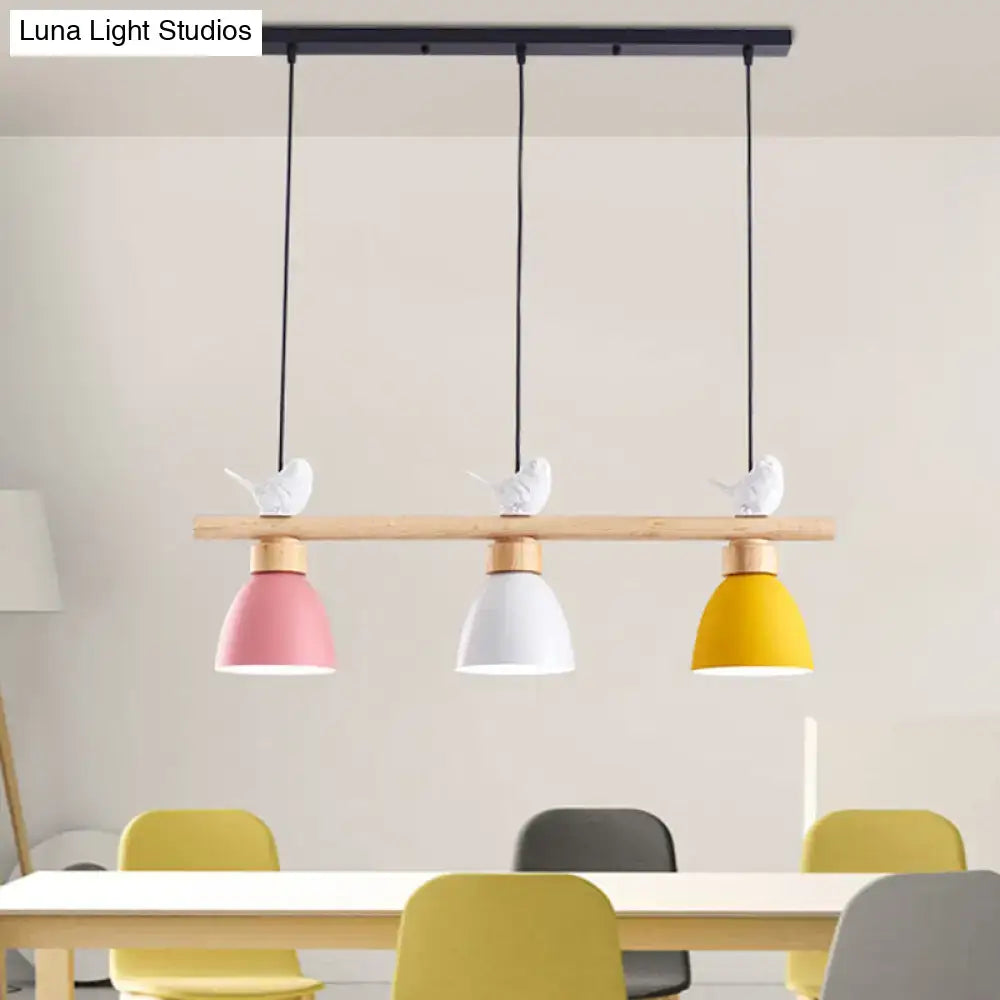 Yellow & white macaron bowl 3 light kitchen island pendant 110v-120v