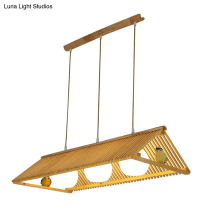 Triangle natural wood island pendant – kitchen birdhouse light