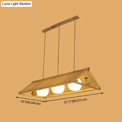 Triangle natural wood island pendant – kitchen birdhouse light