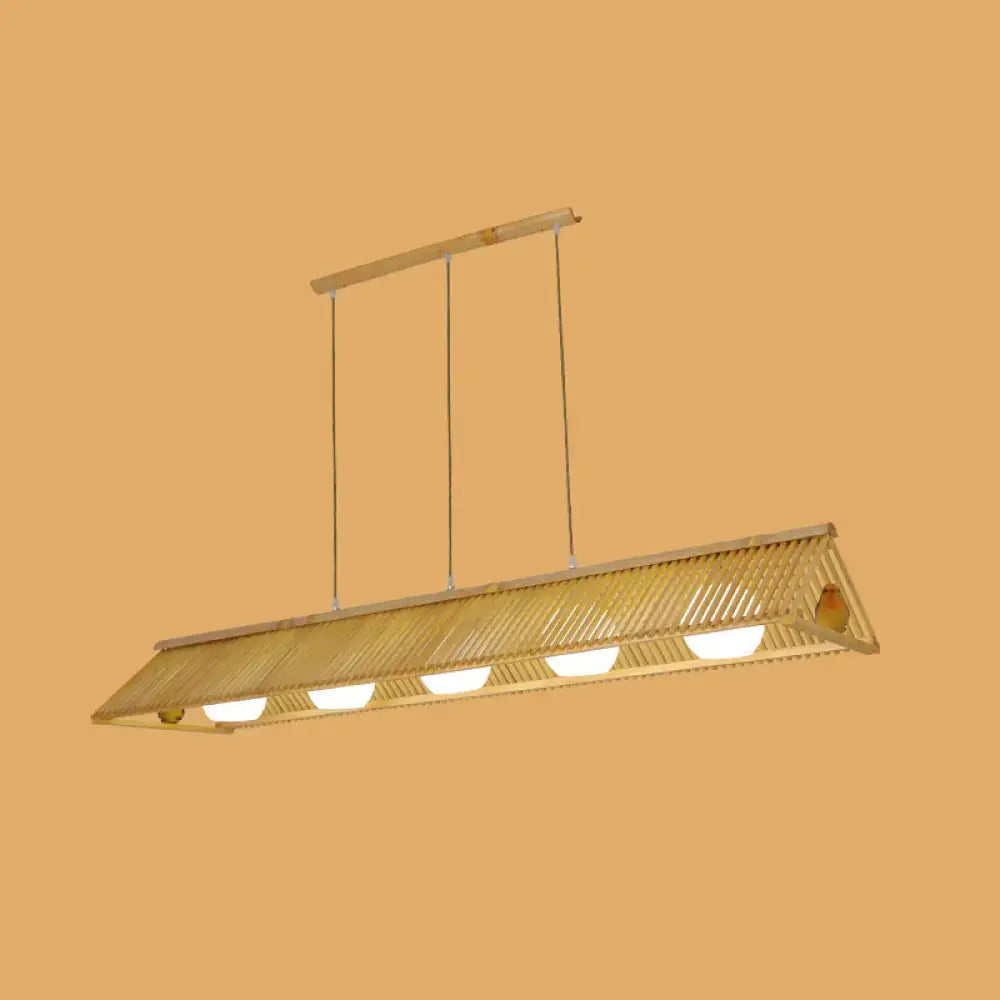 Triangle natural wood island pendant – kitchen birdhouse light