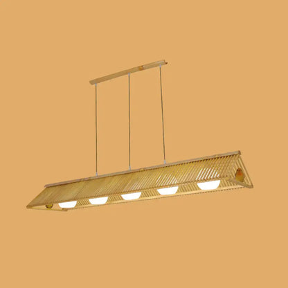 Triangle natural wood island pendant – kitchen birdhouse light