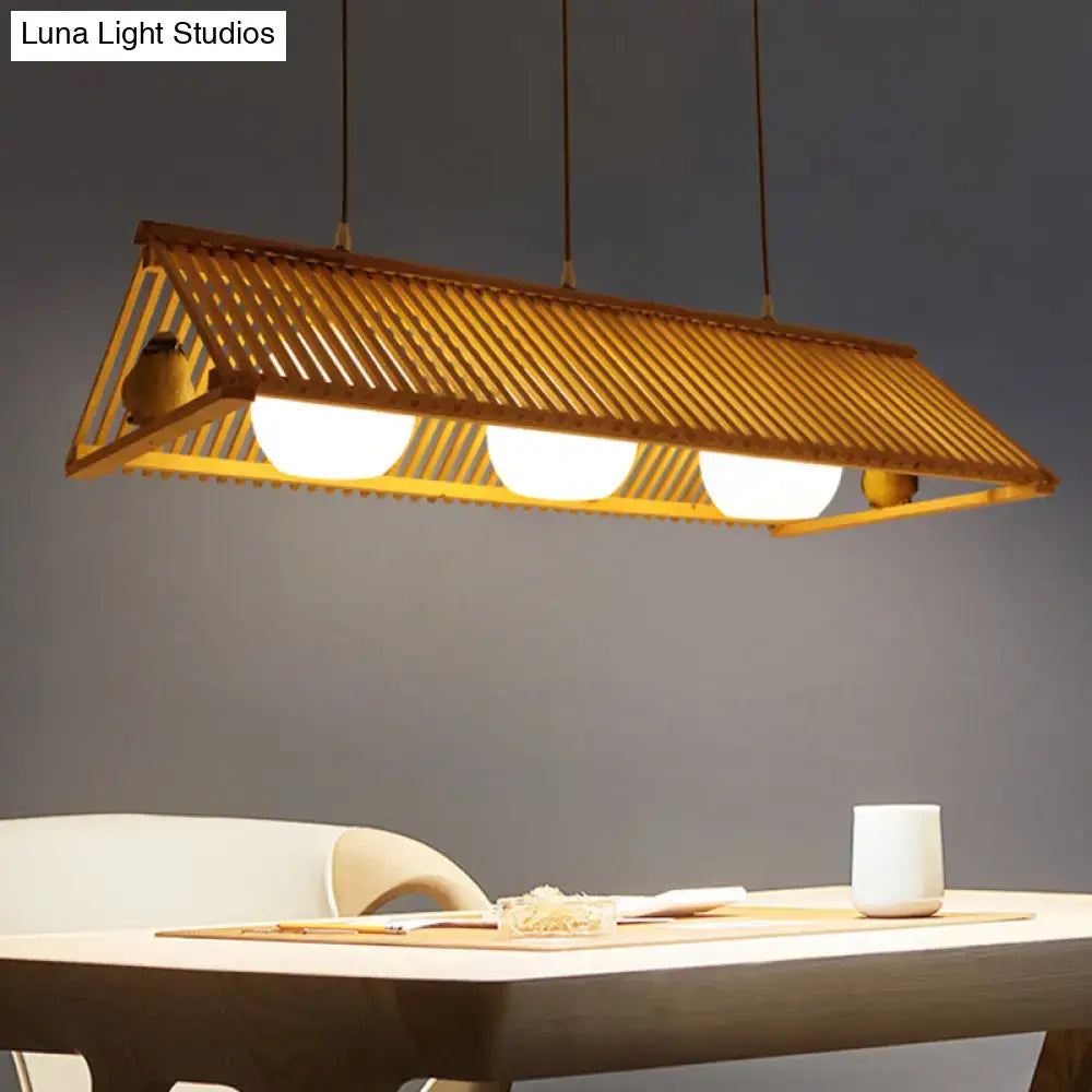 Triangle natural wood island pendant – kitchen birdhouse light