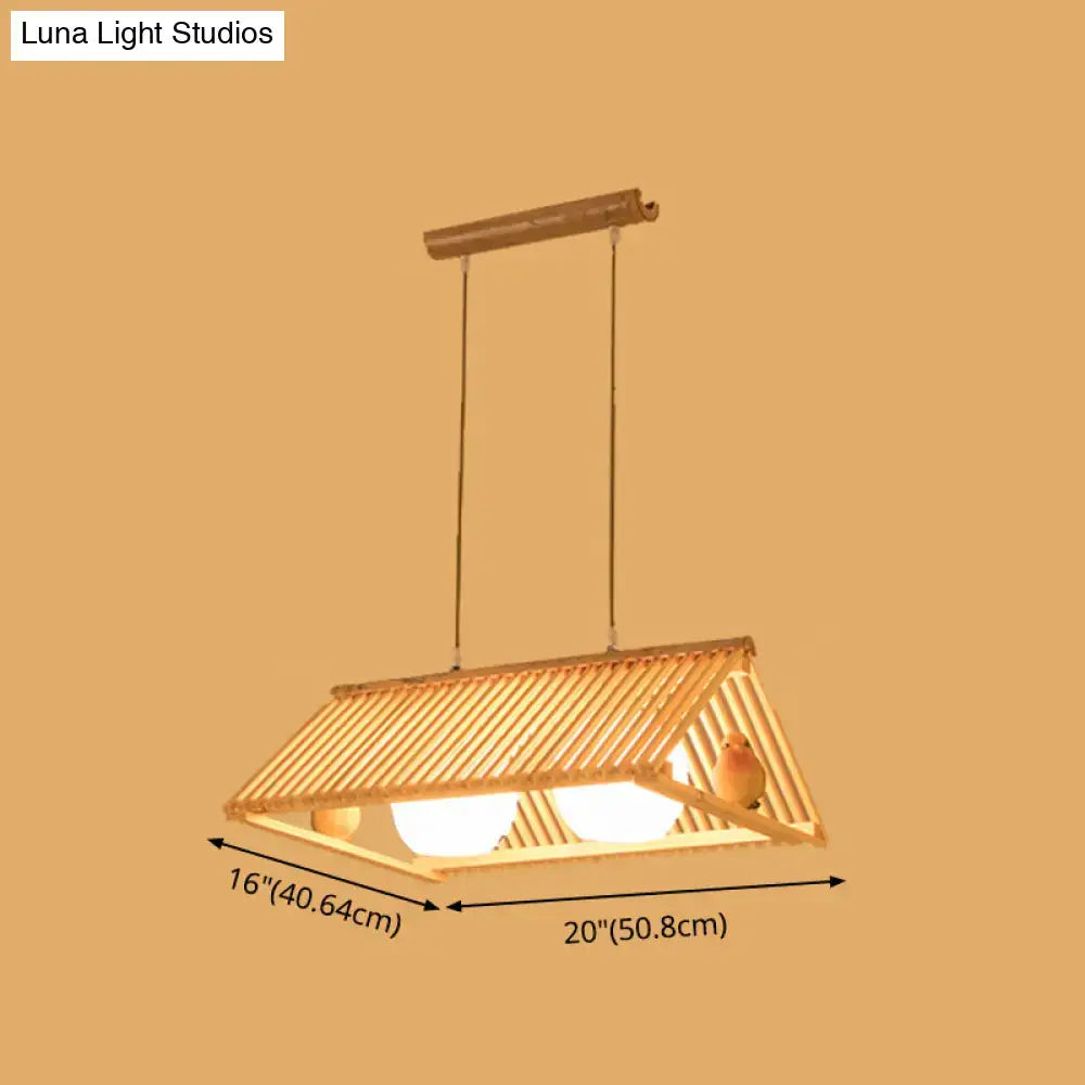 Triangle natural wood island pendant – kitchen birdhouse light