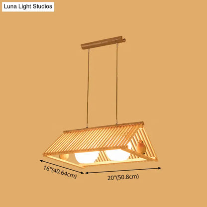 Triangle natural wood island pendant – kitchen birdhouse light
