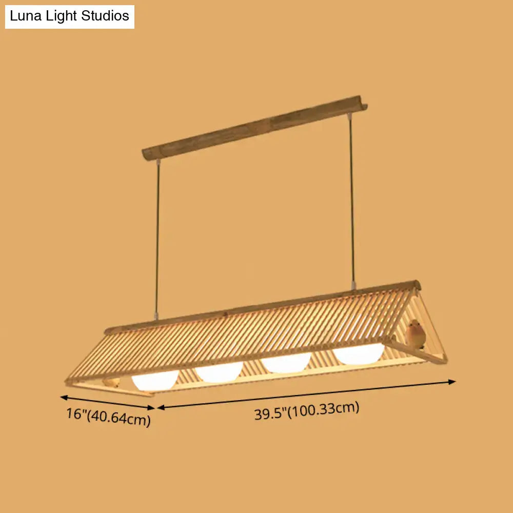 Triangle natural wood island pendant – kitchen birdhouse light
