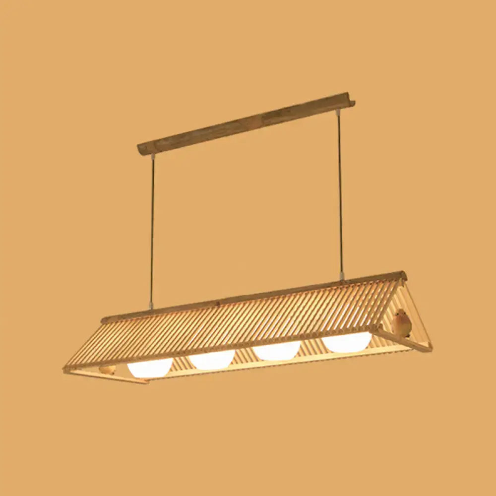 Triangle natural wood island pendant – kitchen birdhouse light
