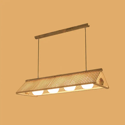 Triangle natural wood island pendant – kitchen birdhouse light