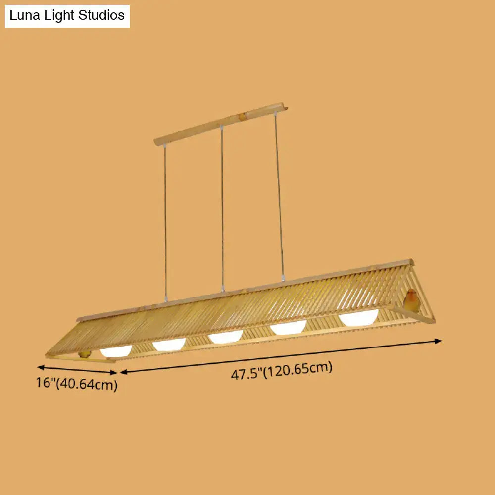 Triangle natural wood island pendant – kitchen birdhouse light