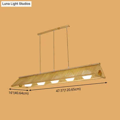 Triangle natural wood island pendant – kitchen birdhouse light