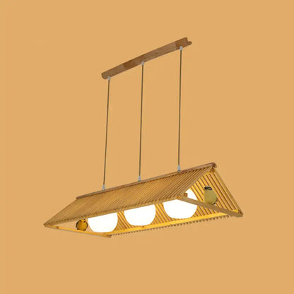 Triangle natural wood island pendant – kitchen birdhouse light